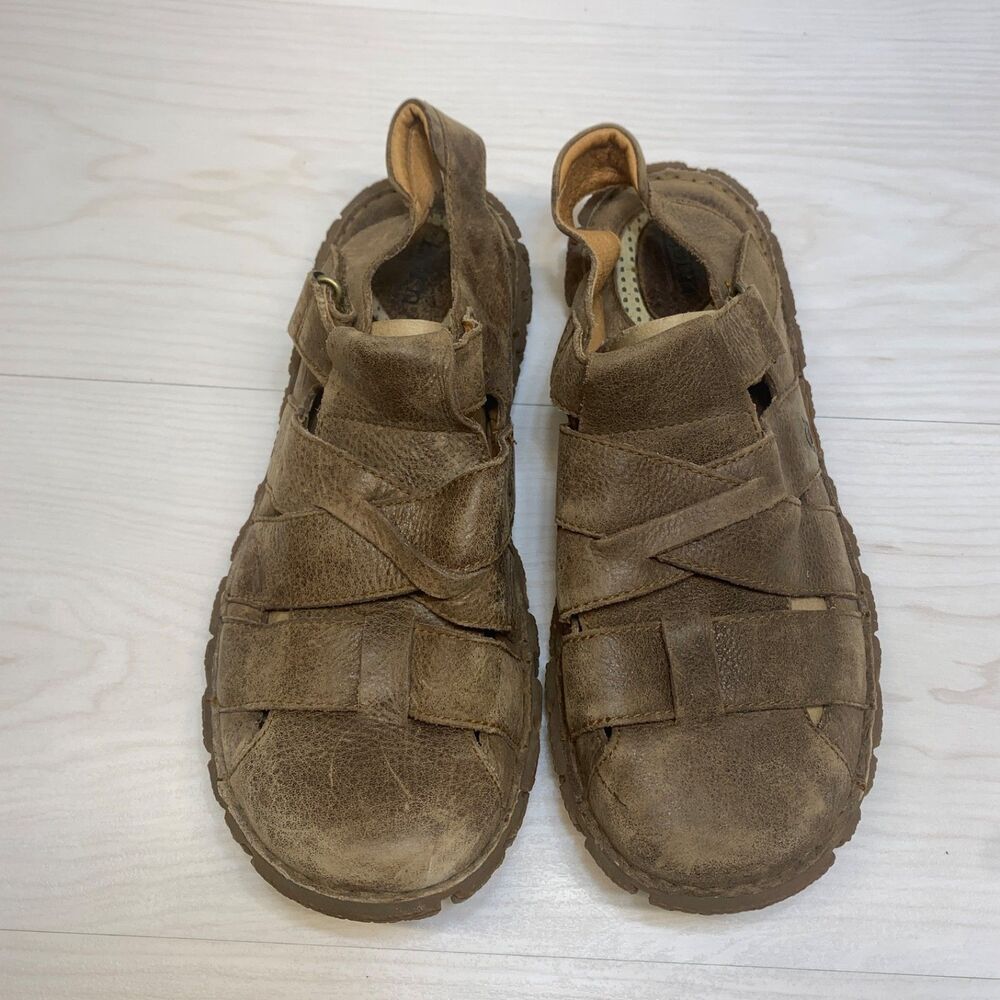 Born Sandals Mens 12 / 46 M Fisherman Brown Leather Slingback Casual Comfort - Picture 6 of 8
